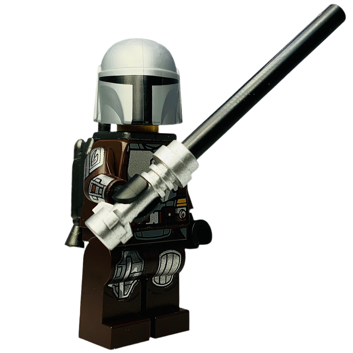 Din Djarin - Silver Beskar Armor, sw1212 (with Printed Face, Jetpack), LEGO® Star Wars Minifigure